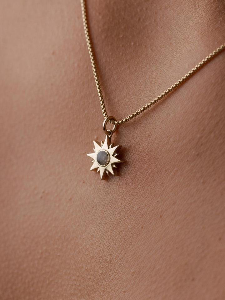 You Are My Sunshine Cremation Necklace in 14K Yellow Gold