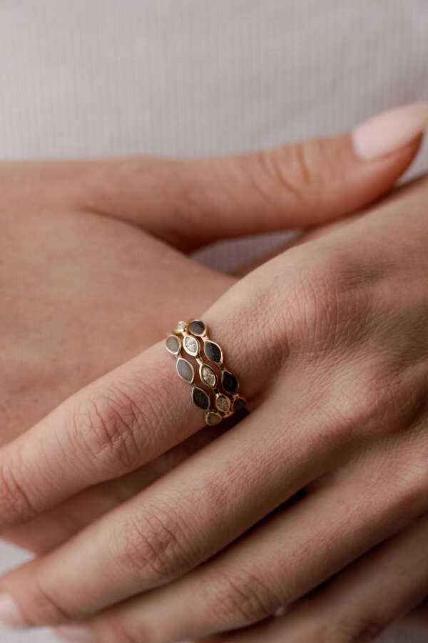 Five Stone Marquise Diamond Ring in 14K Yellow Gold