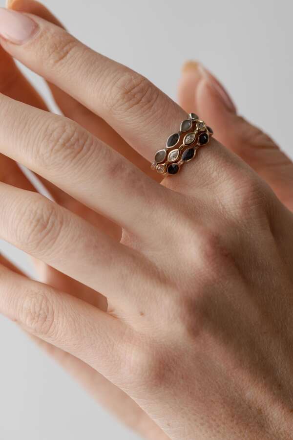 Five Stone Marquise Diamond Ring in 14K Yellow Gold