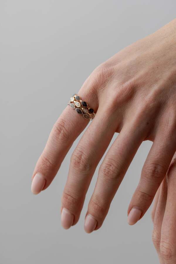 Five Stone Marquise Diamond Ring in 14K Yellow Gold