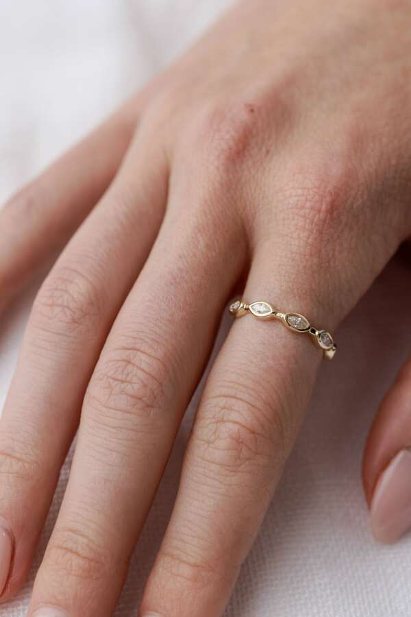 Five Stone Marquise Diamond Ring in 14K Yellow Gold