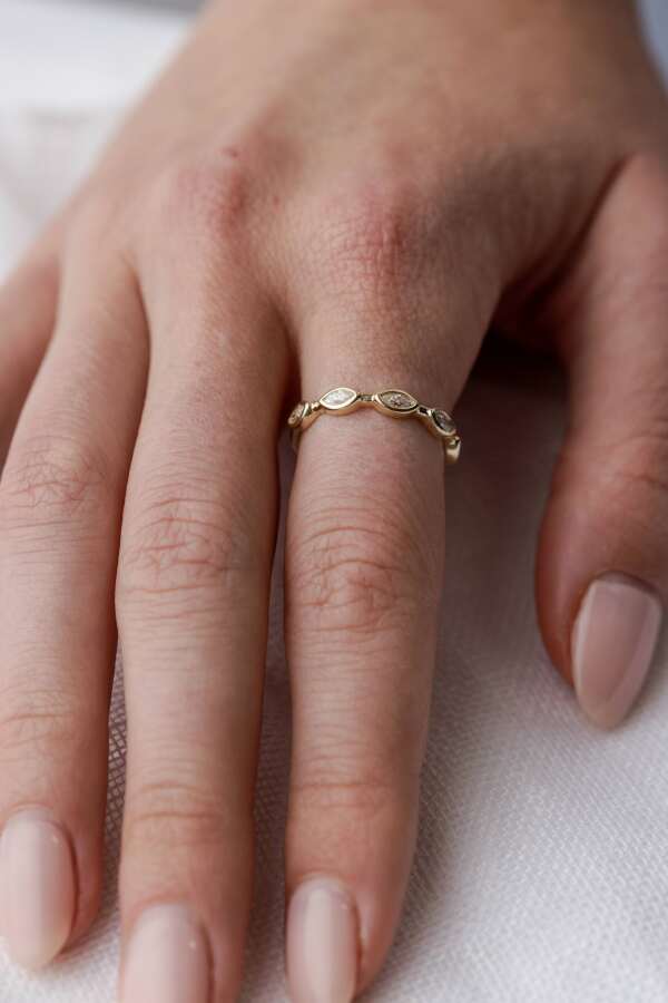 Five Stone Marquise Diamond Ring in 14K Yellow Gold