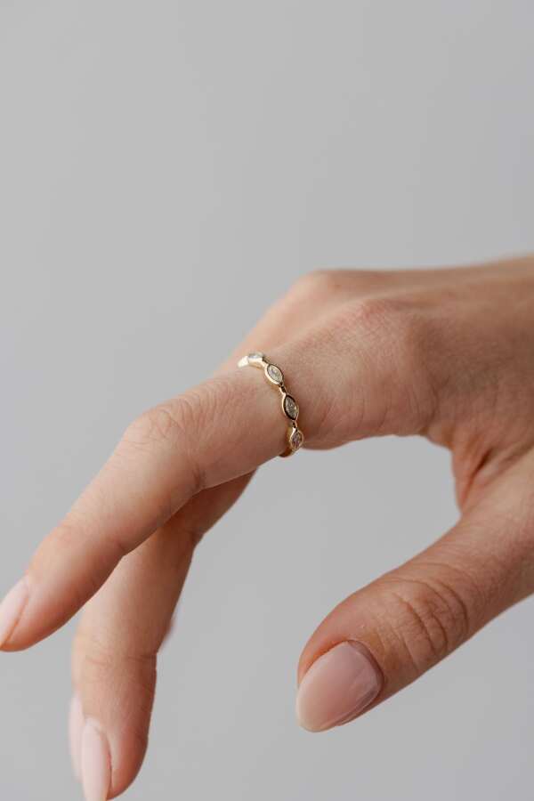 Five Stone Marquise Diamond Ring in 14K Yellow Gold