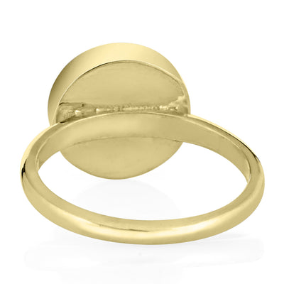 Pictured here is close by me jewelry's 14K Yellow Gold 12mm Circle Stacking Ashes Ring from the back