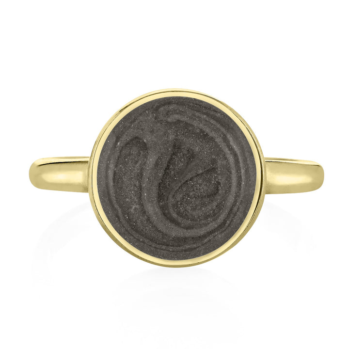 Pictured here is close by me jewelry's 14K Yellow Gold 12mm Circle Stacking Ashes Ring from the front