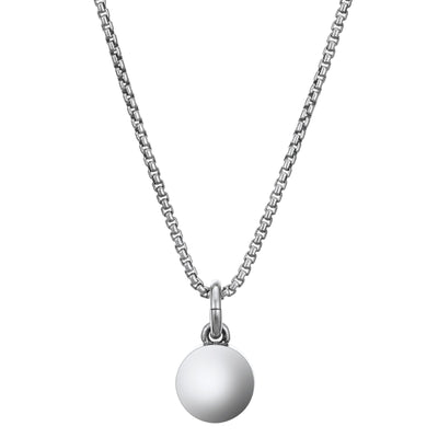 Pictured here is the 14K White Gold 6mm Dome Necklace with ashes designed by close by me jewelry from the back