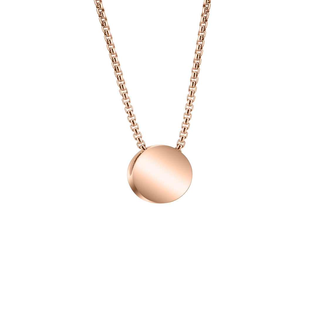 Pictured here is the 6mm Sliding Solitaire Ashes Pendant design by close by me jewelry in 14K Rose Gold from the back