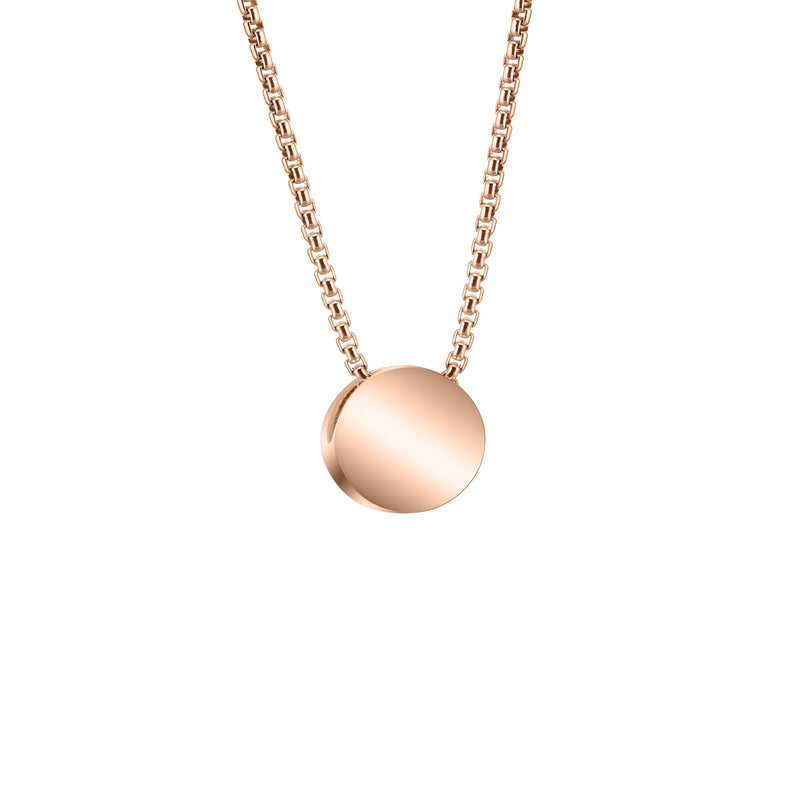 Pictured here is the 6mm Sliding Solitaire Ashes Pendant design by close by me jewelry in 14K Rose Gold from the back