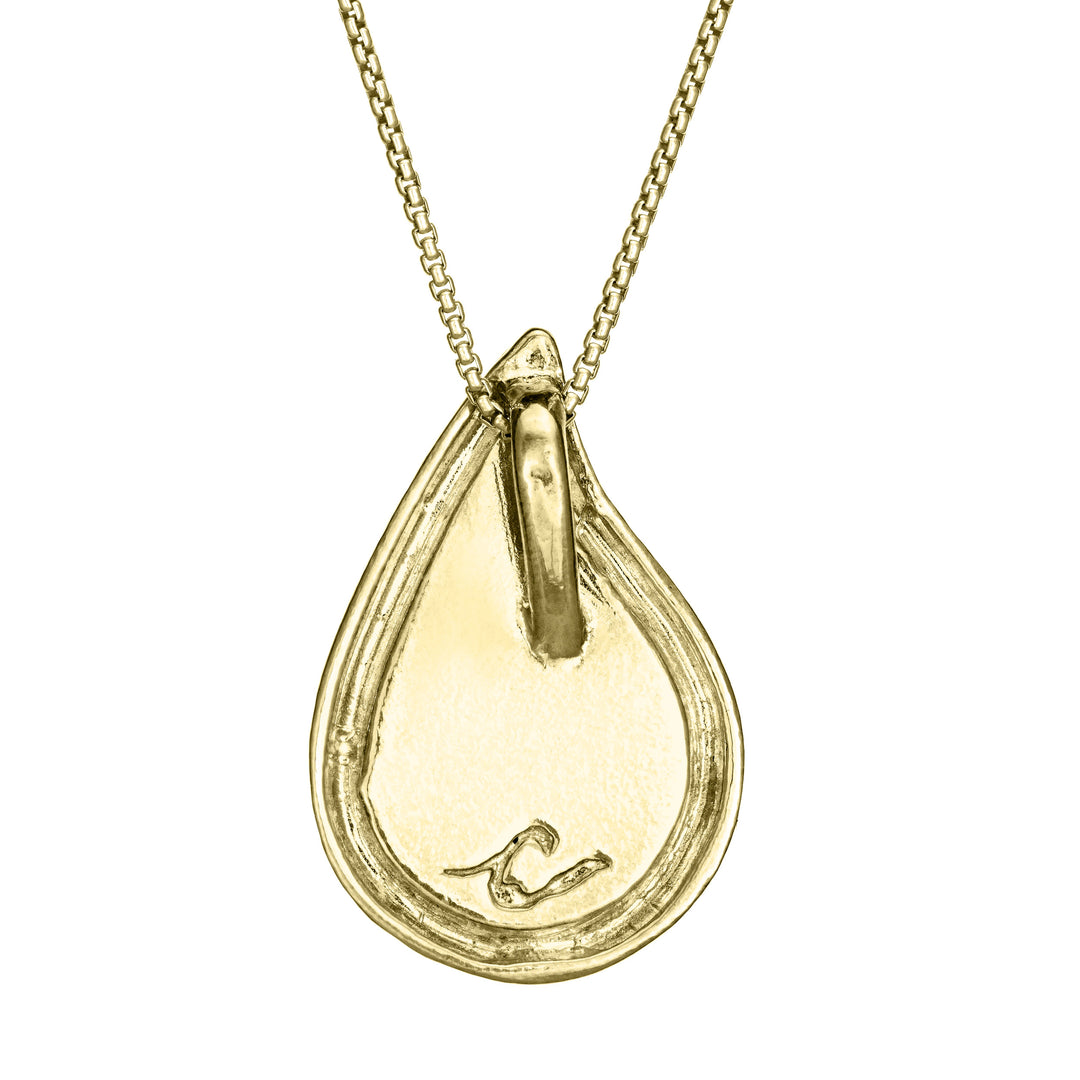 Textured Teardrop Cremation Necklace in 14K Yellow Gold