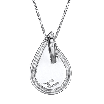 Textured Teardrop Cremation Necklace in 14K White Gold