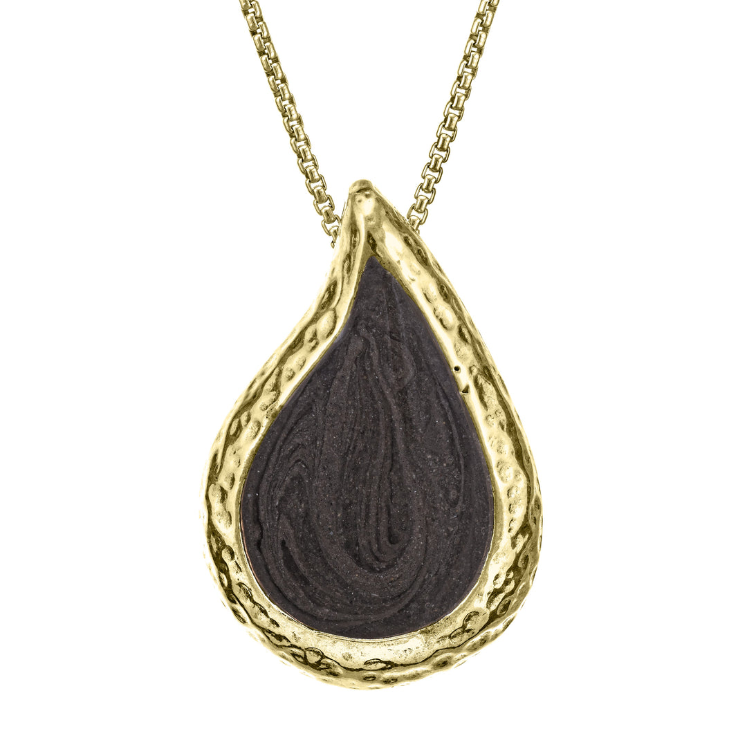 Textured Teardrop Cremation Necklace in 14K Yellow Gold