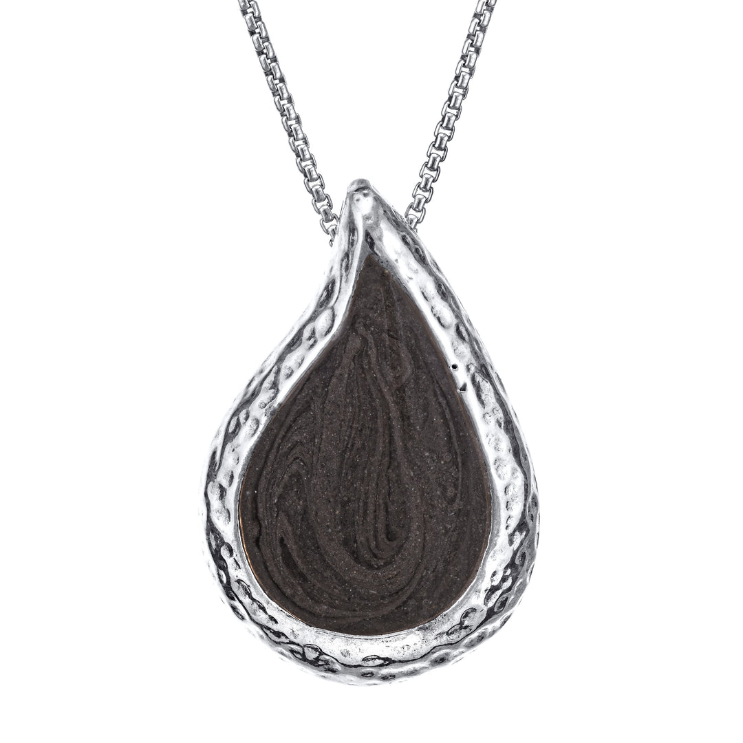 Textured Teardrop Cremation Necklace in 14K White Gold – closebymejewelry