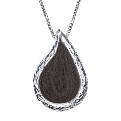 Textured Teardrop Cremation Necklace in 14K White Gold
