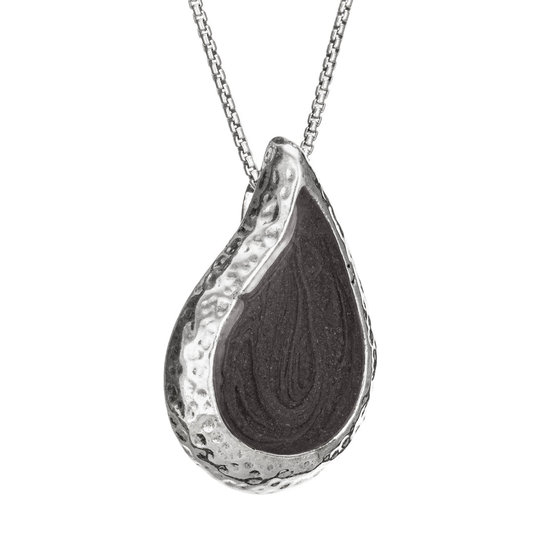 Textured Teardrop Cremation Necklace in 14K White Gold