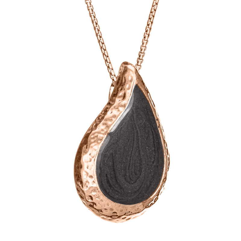 Textured Teardrop Cremation Necklace in 14K Rose Gold