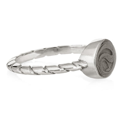 Pictured here is close by me jewelry's Sterling Silver Cable Band Ring from the side