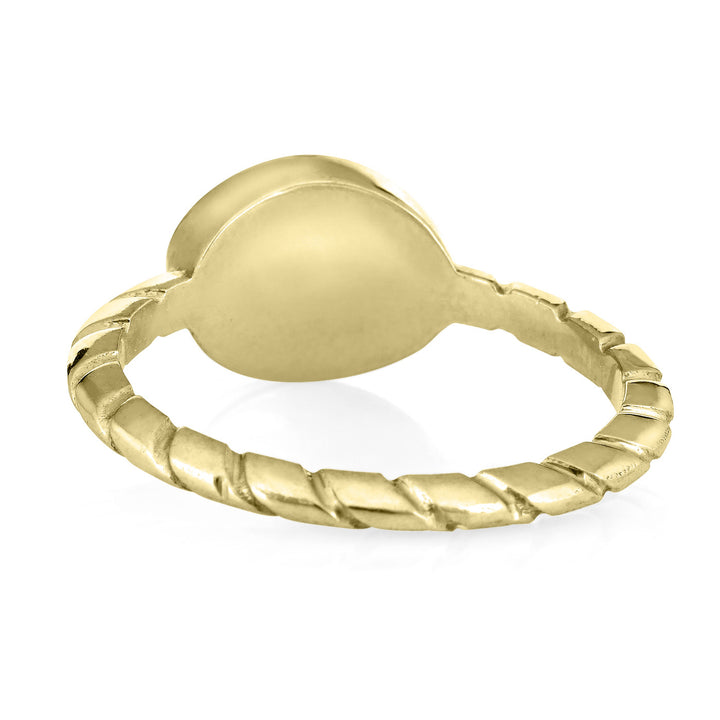 Pictured here is close by me jewelry's Cable Band Ring design in 14K Yellow Gold from the back