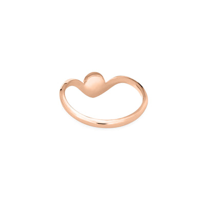 Pictured here is the Chevron Circle Ashes Ring design by close by me jewelry in 14K Rose Gold from the back to show the inside of the band and back of the setting