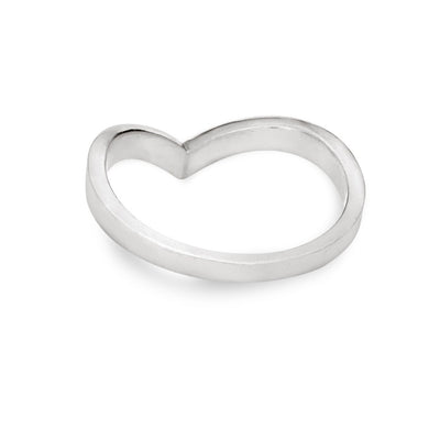 Pictured here is close by me jewelry's Sterling Silver Chevron Companion Stacking Ring design from the back