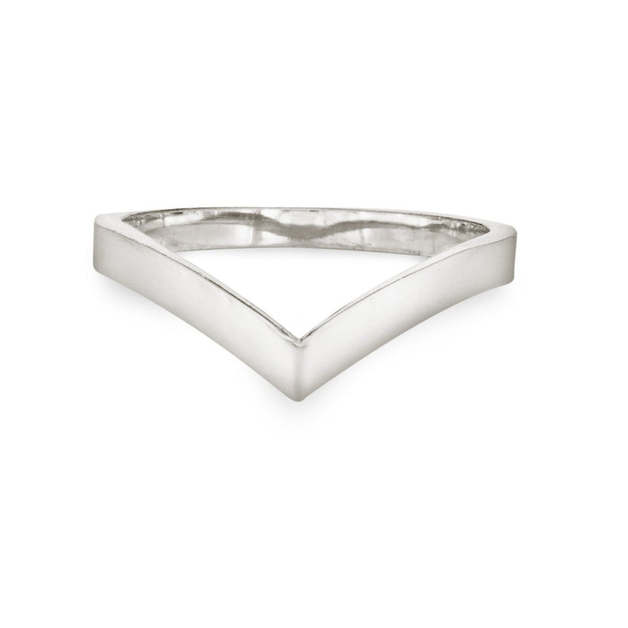 Pictured here is close by me jewelry's Sterling Silver Chevron Companion Stacking Ring design from the front