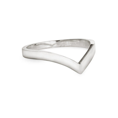 Pictured here is close by me jewelry's Sterling Silver Chevron Companion Stacking Ring design from the side