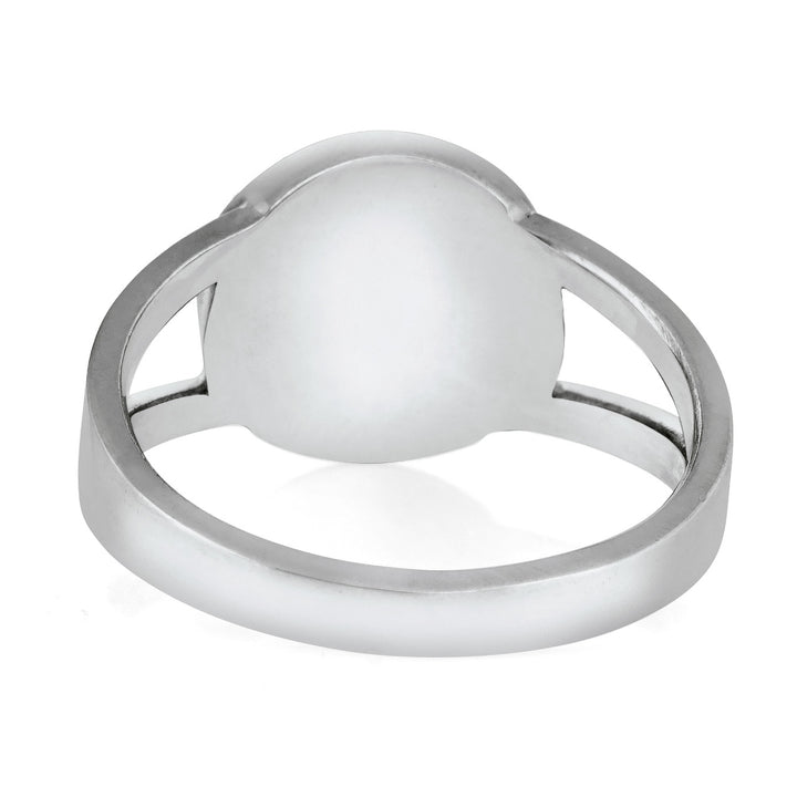 Pictured here is a back view of the Circle Split Shank Ring in 14K White Gold by close by me