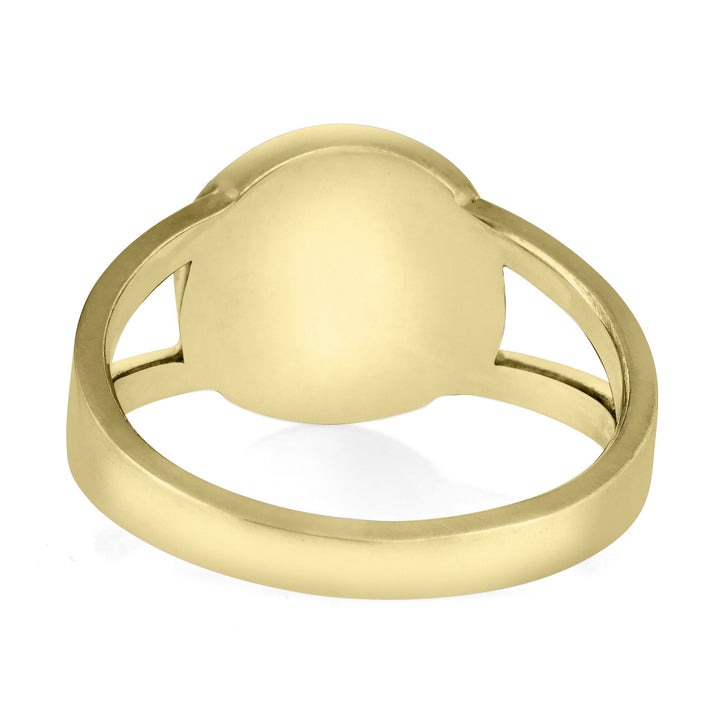 A photo of the back of close by me's Circle Split Shank Ring in 14K Yellow Gold
