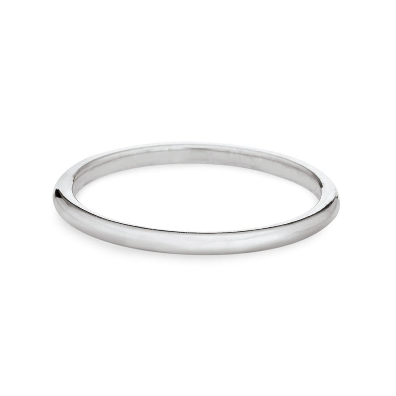 This photo shows the 14K White Gold Companion Stacking Ring by close by me jewelry in a smooth finish