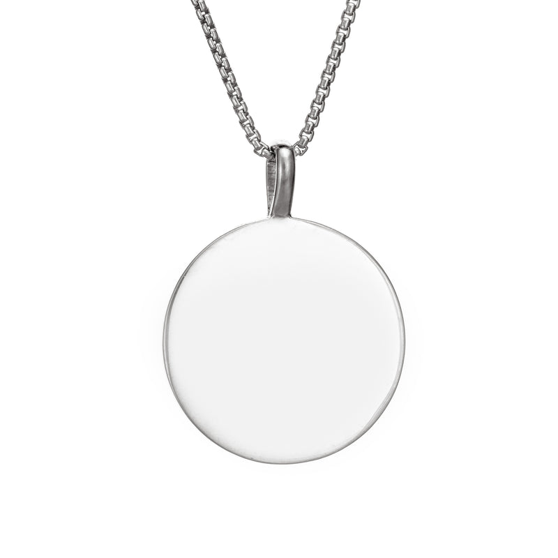 This photo shows the Compass Cremation Pendant design with a shiny finish by close by me jewelry in Sterling Silver from the back