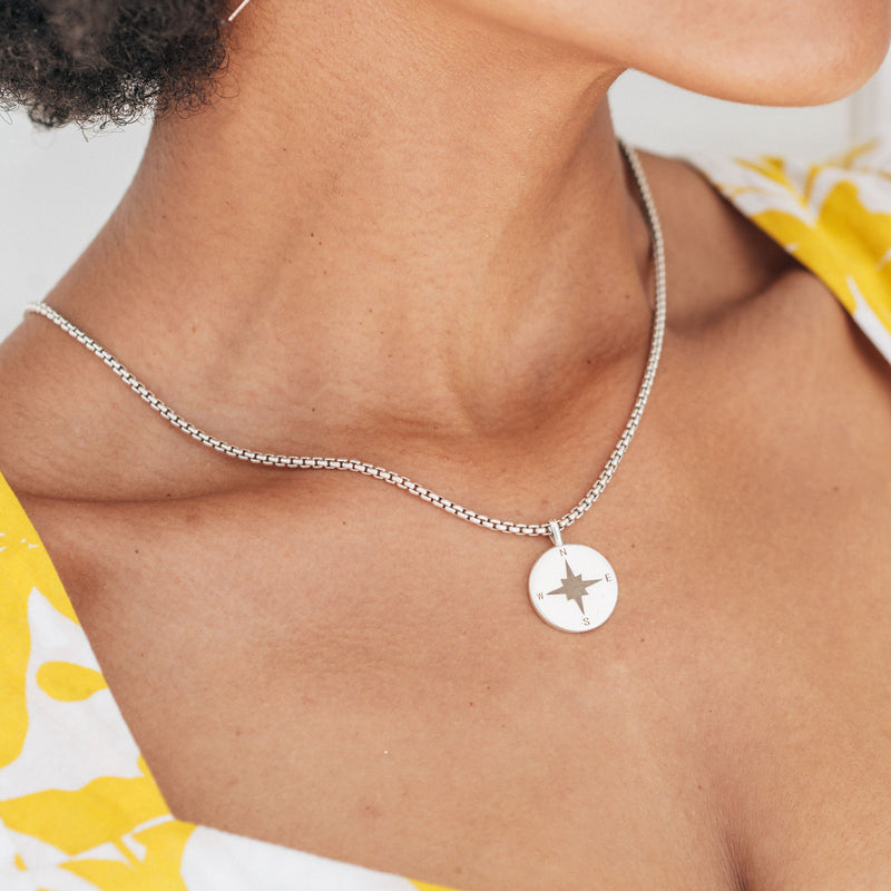 A close-up of a female model wearing Close By Me Jewelry&