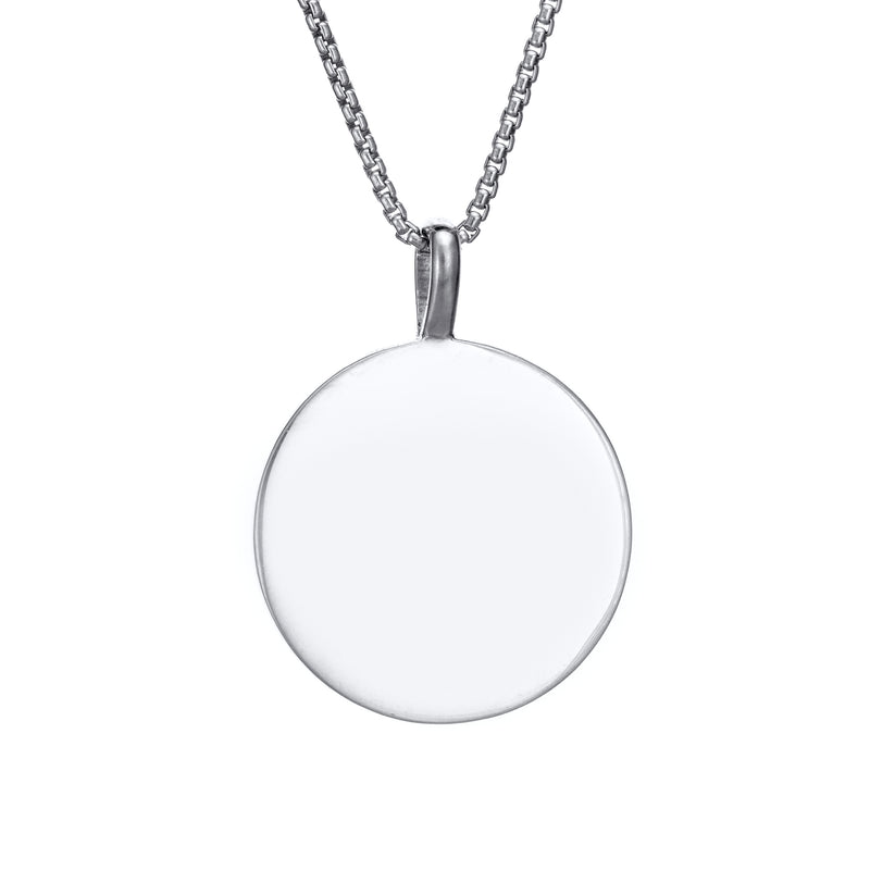 This photo shows the Compass Cremation Pendant design with a shiny finish by close by me jewelry in 14K White Gold from the back
