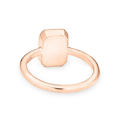 Pictured here is close by me jewelry's 14K Rose Gold Cushion Art Deco Ring from the back