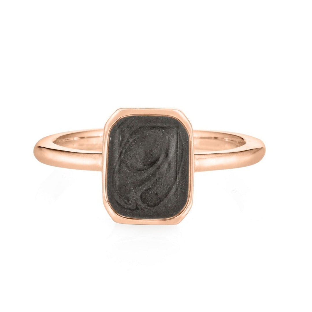 Pictured here is close by me jewelry's 14K Rose Gold Cushion Art Deco Ring from the front