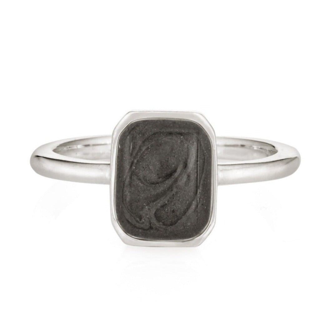 This is a photo of close by me jewelry's Sterling Silver Cushion Art deco Ring from the front