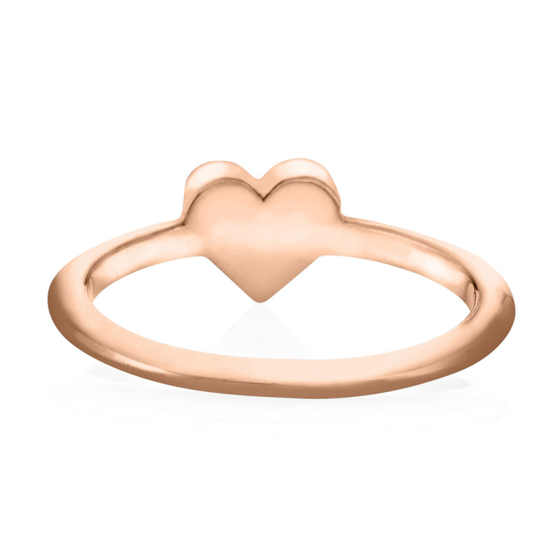 Pictured here is the Dainty Heart Cremains Ring design by close by me jewelry in 14K Rose Gold from the back