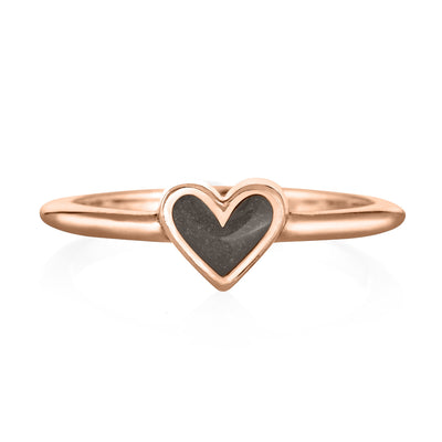 Pictured here is the Dainty Heart Cremains Ring design by close by me jewelry in 14K Rose Gold from the front
