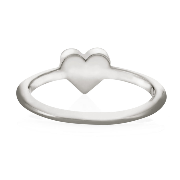 Pictured here is the Sterling Silver Dainty Heart Cremation Ring design from the back