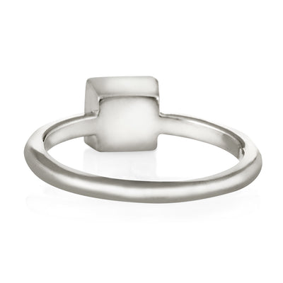Pictured here is the Sterling Silver Dainty Square Cremation Ring by close by me jewelry from the back