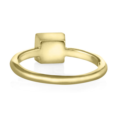 This photo shows close by me jewelry's 14K Yellow Gold Dainty Square Cremation Ring from the back