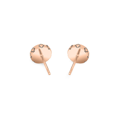 This photo shows close by me jewelry's 14K Rose Gold Detailed Circle Stud Ashes Earrings from the back