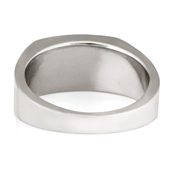 A photo that shows close by me jewelry's Men's Detailed Rectangle Ring in Sterling Silver from the back