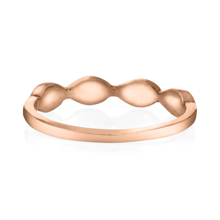 Pictured here is the 14K Rose Gold Four Setting Ashes Ring design by close by me jewelry from the back to show the inside of the band and back of the setting