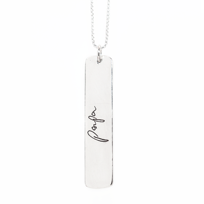 Long Bar Necklace with Handwriting Engraving