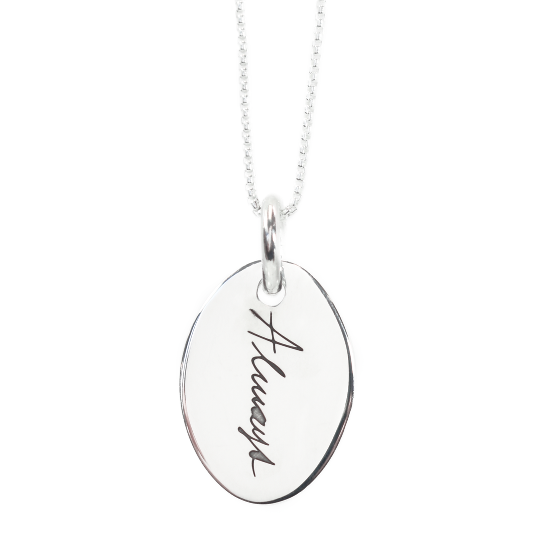 Oval Necklace with Handwriting Engraving