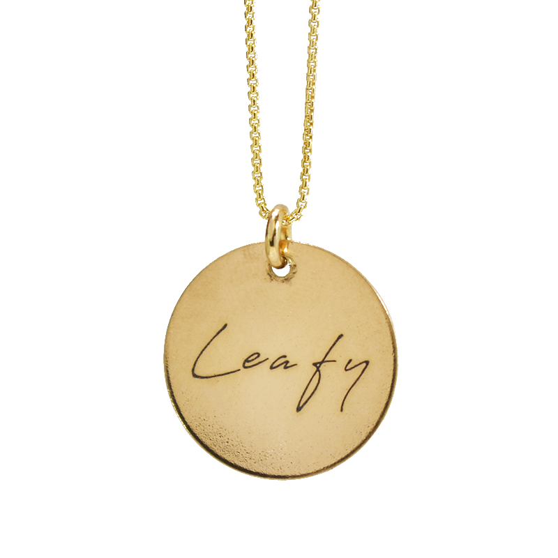 Circle Necklace with Handwriting Engraving in 14/20 Yellow-Gold Filled