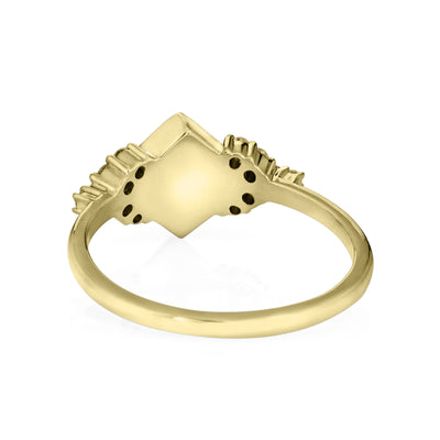 Pictured here is close by me's Kite Setting Champagne Diamond Cluster Ring design from the back