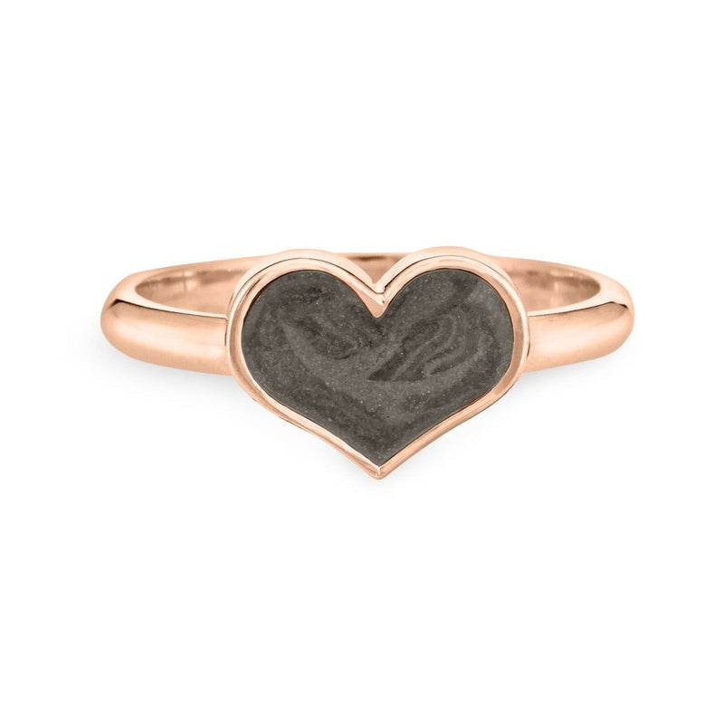 Pictured here is the 14K Rose Gold Large Heart Stacking Cremation Ring by close by me jewelry from the front