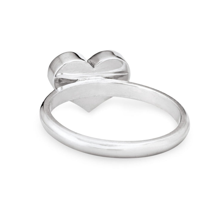 This is a photo showing a back view of the Large Heart Stacking Cremation Ring design in 14K White Gold by close by me jewelry