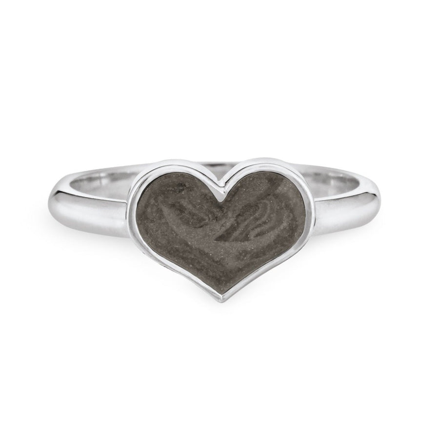 This is a photo showing a front view of the Large Heart Stacking Cremation Ring design in 14K White Gold by close by me jewelry
