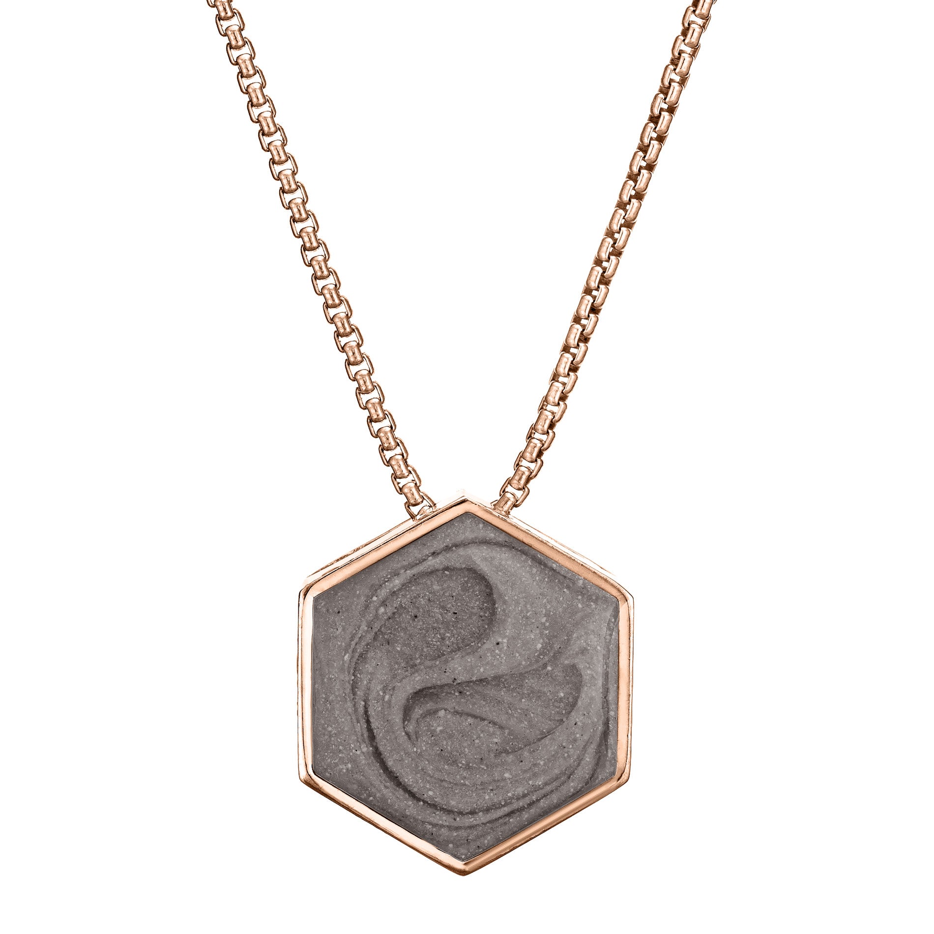 Large Hexagon Sliding Cremation Necklace in 14K Rose Gold
